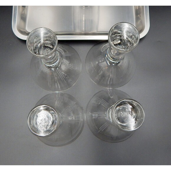 Home Essentials Hex 11 Martini Cocktail Set Shaker Tray Glasses S/4 Etched Lines - Picture 9 of 13